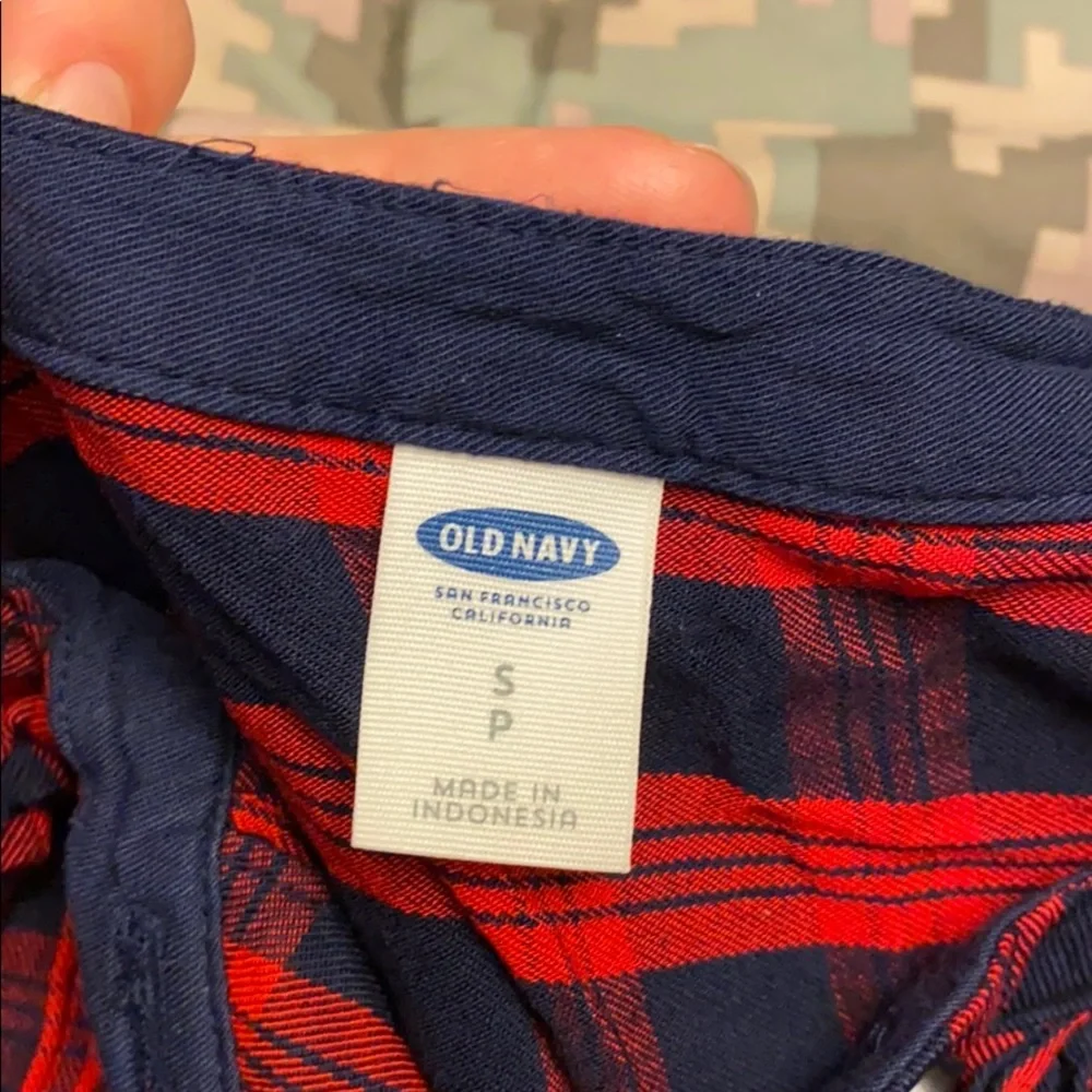 Old Navy Red and Navy Plaid Long-Sleeve Dress - Picture 2 of 2